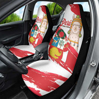 Fiestas Patrias de Peru Car Seat Cover Coat Of Arms With Cute Alpaca Face