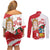 Fiestas Patrias de Peru Couples Matching Off Shoulder Short Dress and Long Sleeve Button Shirt Coat Of Arms With Cute Alpaca Face
