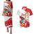 Fiestas Patrias de Peru Couples Matching Puletasi and Hawaiian Shirt Coat Of Arms With Cute Alpaca Face