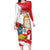 Fiestas Patrias de Peru Family Matching Long Sleeve Bodycon Dress and Hawaiian Shirt Coat Of Arms With Cute Alpaca Face