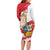 Fiestas Patrias de Peru Family Matching Long Sleeve Bodycon Dress and Hawaiian Shirt Coat Of Arms With Cute Alpaca Face