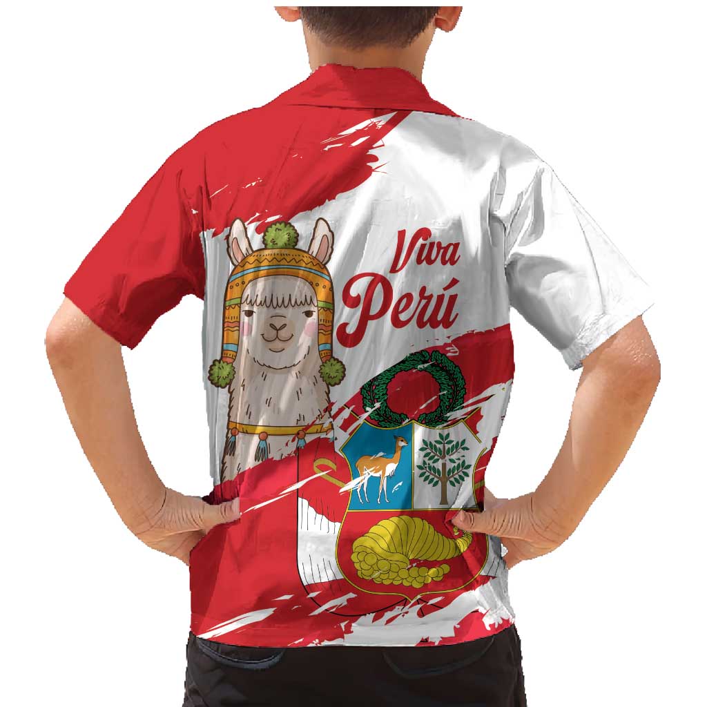 Fiestas Patrias de Peru Family Matching Mermaid Dress and Hawaiian Shirt Coat Of Arms With Cute Alpaca Face