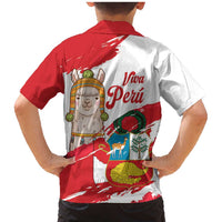 Fiestas Patrias de Peru Family Matching Mermaid Dress and Hawaiian Shirt Coat Of Arms With Cute Alpaca Face