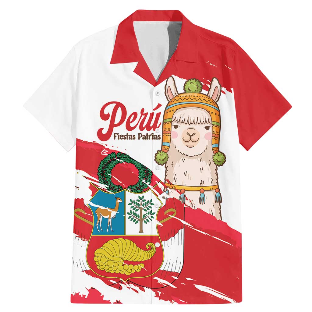 Fiestas Patrias de Peru Family Matching Mermaid Dress and Hawaiian Shirt Coat Of Arms With Cute Alpaca Face
