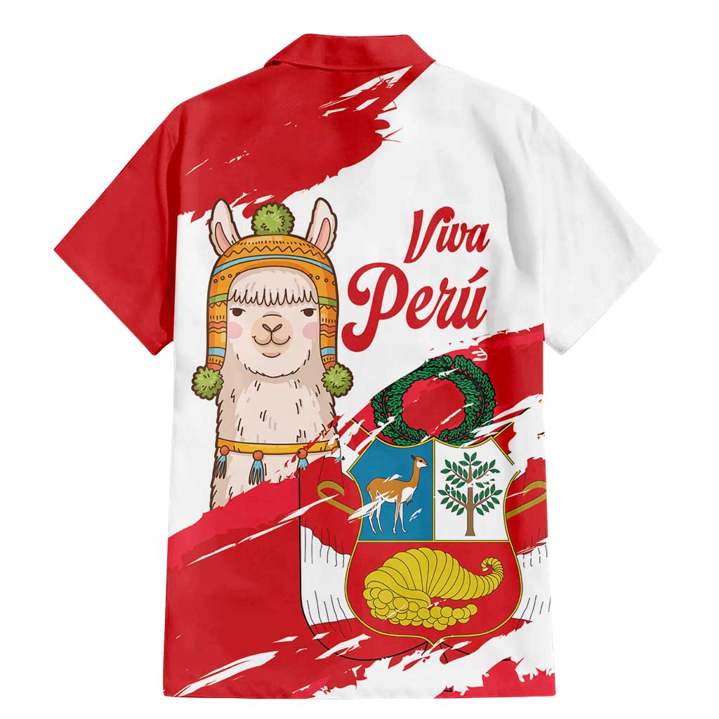 Fiestas Patrias de Peru Family Matching Mermaid Dress and Hawaiian Shirt Coat Of Arms With Cute Alpaca Face