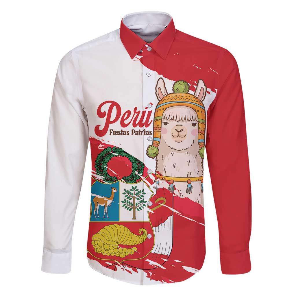 Fiestas Patrias de Peru Family Matching Mermaid Dress and Hawaiian Shirt Coat Of Arms With Cute Alpaca Face