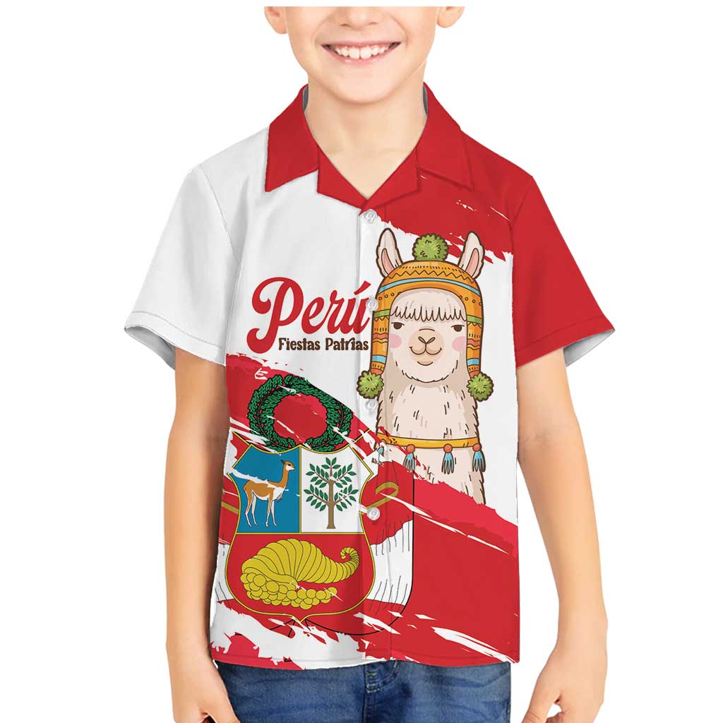 Fiestas Patrias de Peru Family Matching Mermaid Dress and Hawaiian Shirt Coat Of Arms With Cute Alpaca Face