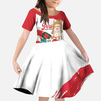 Fiestas Patrias de Peru Family Matching Off Shoulder Maxi Dress and Hawaiian Shirt Coat Of Arms With Cute Alpaca Face