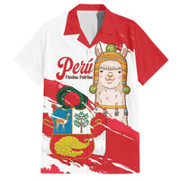 Fiestas Patrias de Peru Family Matching Puletasi and Hawaiian Shirt Coat Of Arms With Cute Alpaca Face