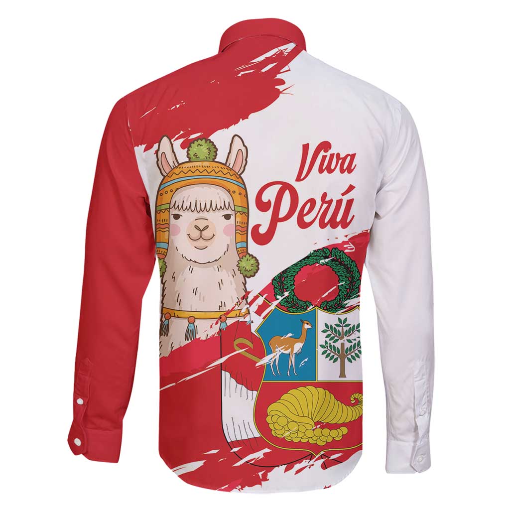 Fiestas Patrias de Peru Family Matching Summer Maxi Dress and Hawaiian Shirt Coat Of Arms With Cute Alpaca Face