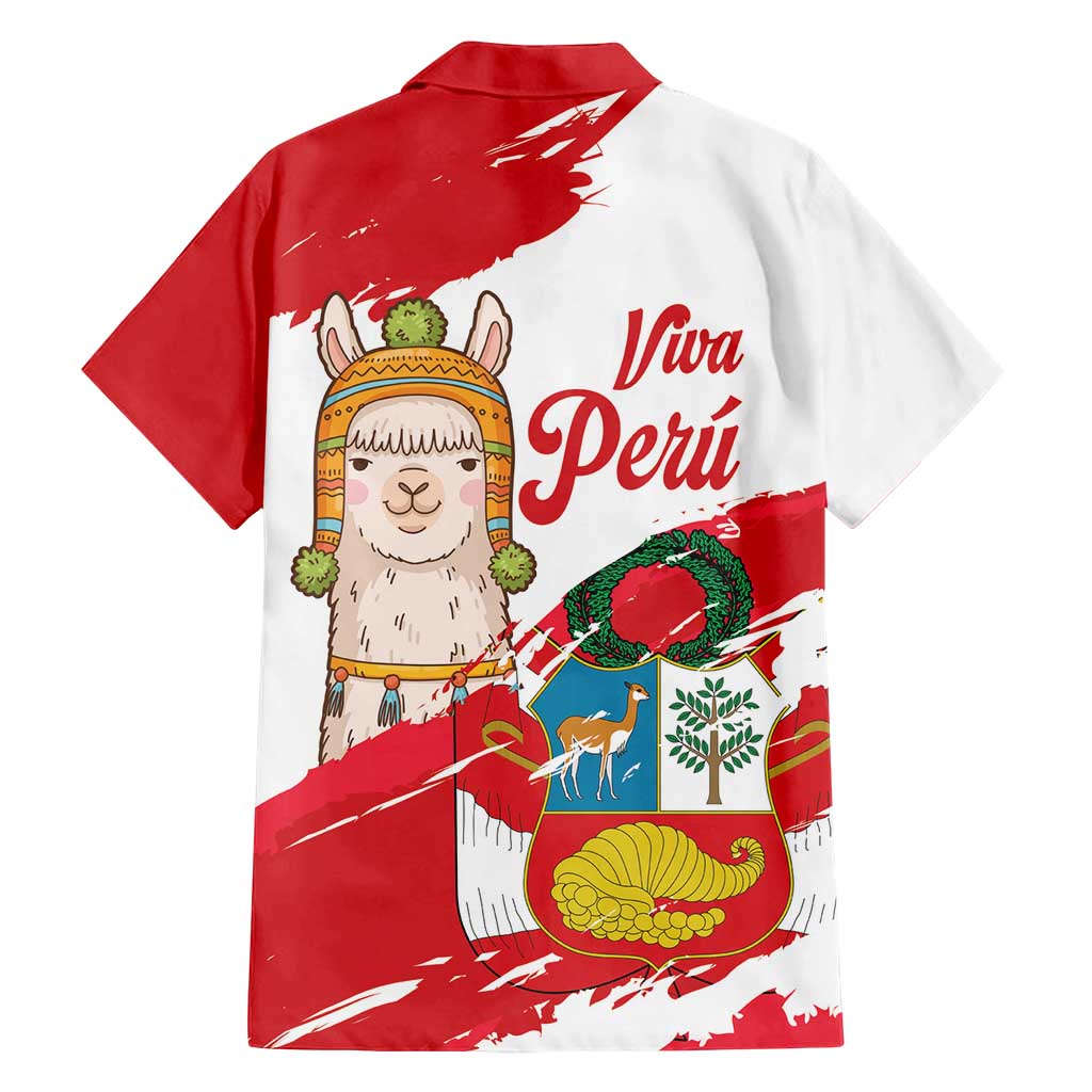 Fiestas Patrias de Peru Family Matching Tank Maxi Dress and Hawaiian Shirt Coat Of Arms With Cute Alpaca Face