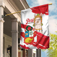 Fiestas Patrias de Peru Garden Flag Coat Of Arms With Cute Alpaca Face