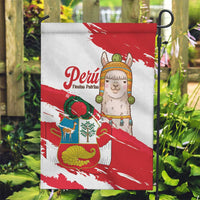 Fiestas Patrias de Peru Garden Flag Coat Of Arms With Cute Alpaca Face