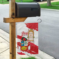 Fiestas Patrias de Peru Garden Flag Coat Of Arms With Cute Alpaca Face