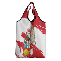 Fiestas Patrias de Peru Grocery Bag Coat Of Arms With Cute Alpaca Face