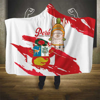Fiestas Patrias de Peru Hooded Blanket Coat Of Arms With Cute Alpaca Face