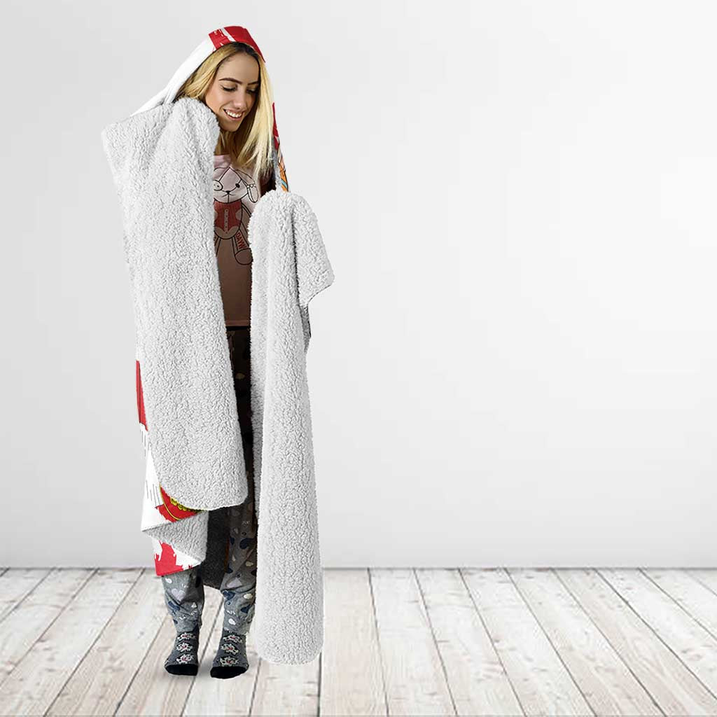 Fiestas Patrias de Peru Hooded Blanket Coat Of Arms With Cute Alpaca Face