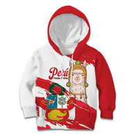 Fiestas Patrias de Peru Kid Hoodie Coat Of Arms With Cute Alpaca Face