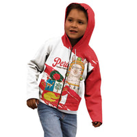 Fiestas Patrias de Peru Kid Hoodie Coat Of Arms With Cute Alpaca Face