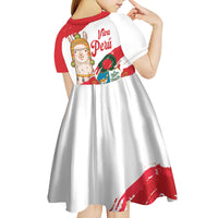 Fiestas Patrias de Peru Kid Short Sleeve Dress Coat Of Arms With Cute Alpaca Face
