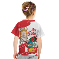 Fiestas Patrias de Peru Kid T Shirt Coat Of Arms With Cute Alpaca Face