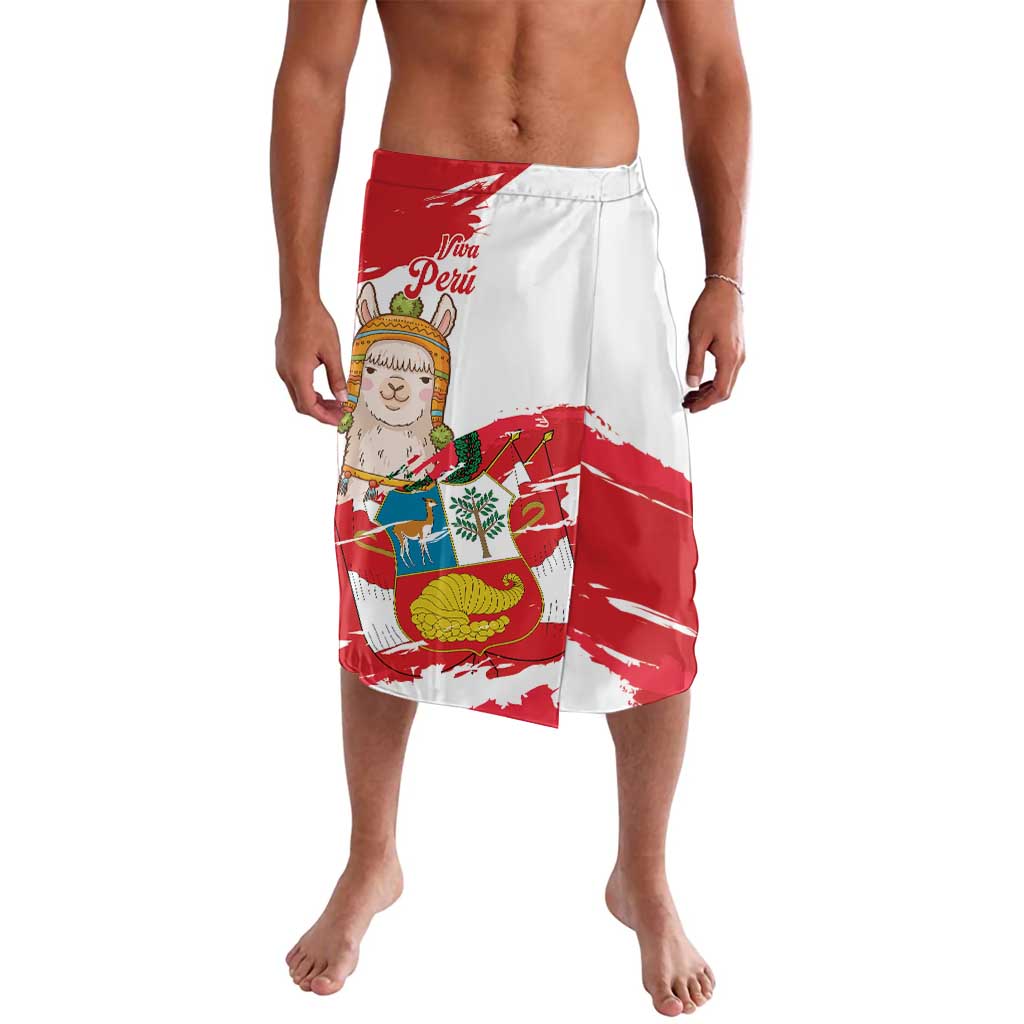 Fiestas Patrias de Peru Lavalava Coat Of Arms With Cute Alpaca Face