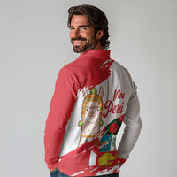 Fiestas Patrias de Peru Long Sleeve Polo Shirt Coat Of Arms With Cute Alpaca Face