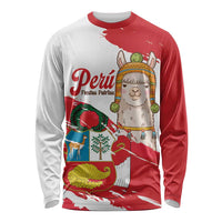 Fiestas Patrias de Peru Long Sleeve Shirt Coat Of Arms With Cute Alpaca Face