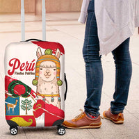 Fiestas Patrias de Peru Luggage Cover Coat Of Arms With Cute Alpaca Face