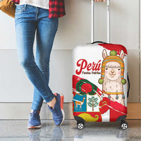 Fiestas Patrias de Peru Luggage Cover Coat Of Arms With Cute Alpaca Face
