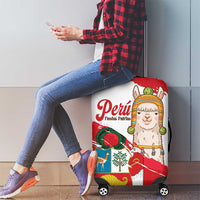 Fiestas Patrias de Peru Luggage Cover Coat Of Arms With Cute Alpaca Face