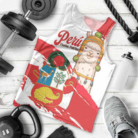 Fiestas Patrias de Peru Men Tank Top Coat Of Arms With Cute Alpaca Face