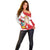 Fiestas Patrias de Peru Off Shoulder Sweater Coat Of Arms With Cute Alpaca Face