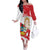 Fiestas Patrias de Peru Off The Shoulder Long Sleeve Dress Coat Of Arms With Cute Alpaca Face