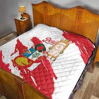 Fiestas Patrias de Peru Quilt Coat Of Arms With Cute Alpaca Face