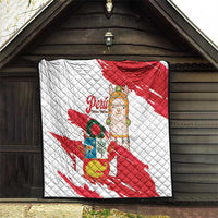 Fiestas Patrias de Peru Quilt Coat Of Arms With Cute Alpaca Face