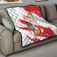 Fiestas Patrias de Peru Quilt Coat Of Arms With Cute Alpaca Face
