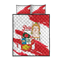 Fiestas Patrias de Peru Quilt Bed Set Coat Of Arms With Cute Alpaca Face