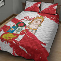 Fiestas Patrias de Peru Quilt Bed Set Coat Of Arms With Cute Alpaca Face