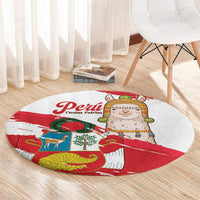 Fiestas Patrias de Peru Round Carpet Coat Of Arms With Cute Alpaca Face