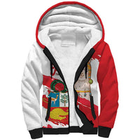 Fiestas Patrias de Peru Sherpa Hoodie Coat Of Arms With Cute Alpaca Face