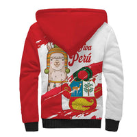 Fiestas Patrias de Peru Sherpa Hoodie Coat Of Arms With Cute Alpaca Face