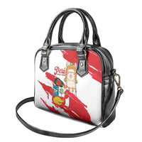 Fiestas Patrias de Peru Shoulder Handbag Coat Of Arms With Cute Alpaca Face