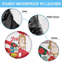Fiestas Patrias de Peru Spare Tire Cover Coat Of Arms With Cute Alpaca Face
