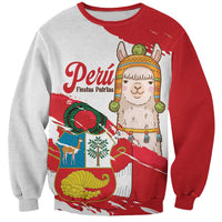 Fiestas Patrias de Peru Sweatshirt Coat Of Arms With Cute Alpaca Face