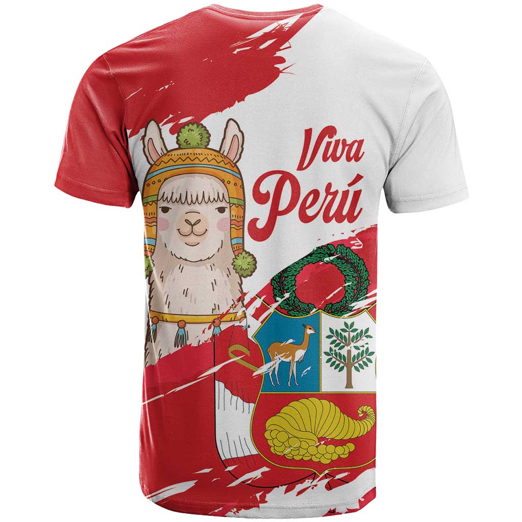 Fiestas Patrias de Peru T Shirt Coat Of Arms With Cute Alpaca Face