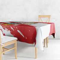 Fiestas Patrias de Peru Tablecloth Coat Of Arms With Cute Alpaca Face