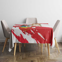 Fiestas Patrias de Peru Tablecloth Coat Of Arms With Cute Alpaca Face