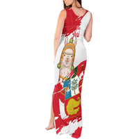 Fiestas Patrias de Peru Tank Maxi Dress Coat Of Arms With Cute Alpaca Face