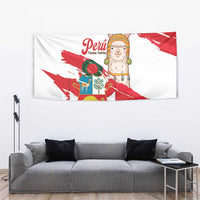 Fiestas Patrias de Peru Tapestry Coat Of Arms With Cute Alpaca Face